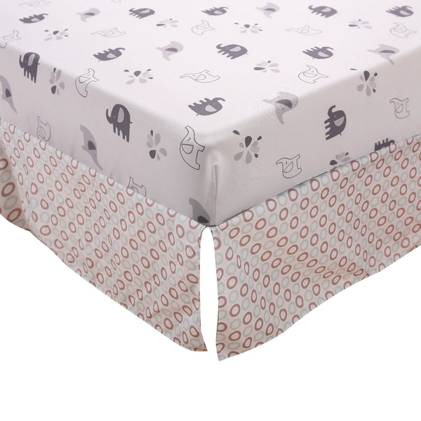 4pcs Unisex Baby Crib Bedding Set with Quilt, Crib Sheet, Crib Skirt, Pillowcase