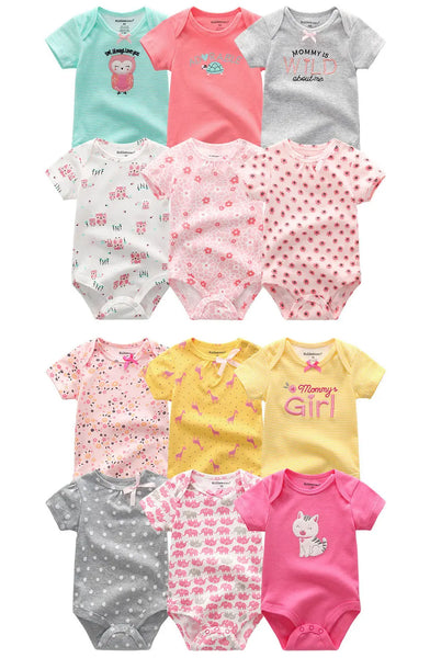 6Pcs Cotton Jumpsuits for Babies and Toddler Girls Spring and Summer