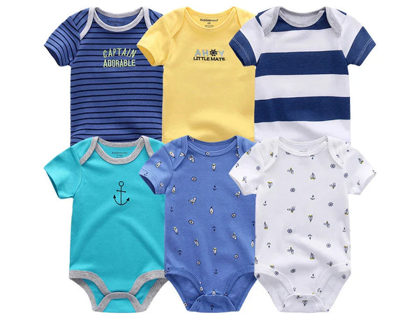 6Pcs Cotton Jumpsuits for Babies and Toddler Girls Spring and Summer