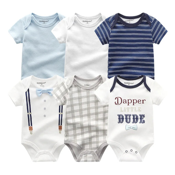 6Pcs Cotton Jumpsuits for Babies and Toddler Girls Spring and Summer