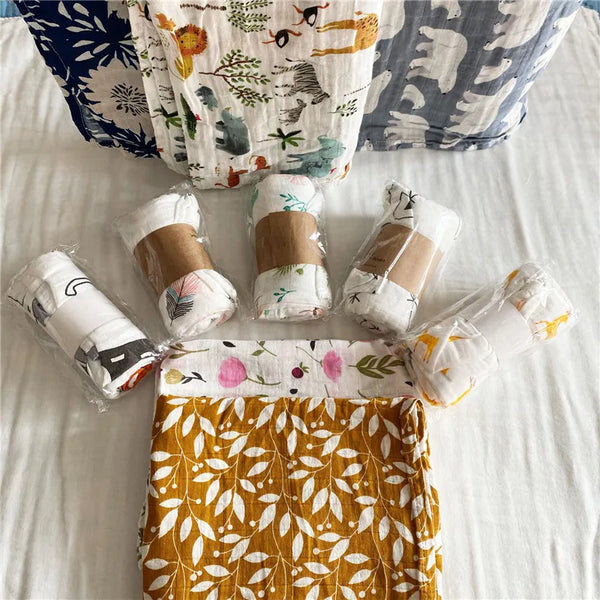 29 Styles of Super Soft Cotton Muslin Baby Swaddle Blankets - 43x43inch