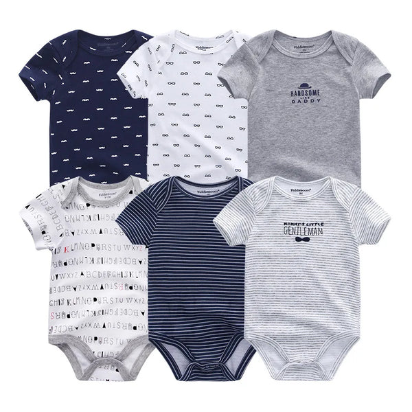 6Pcs Cotton Jumpsuits for Babies and Toddler Girls Spring and Summer
