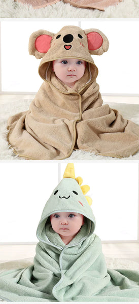 Thick Coral Fleece Hooded Bath Towel for Kids