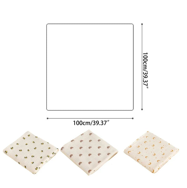 Cotton Muslin Dual Layer Multipurpose Baby Swaddle Blankets - 39.37x39.37inch