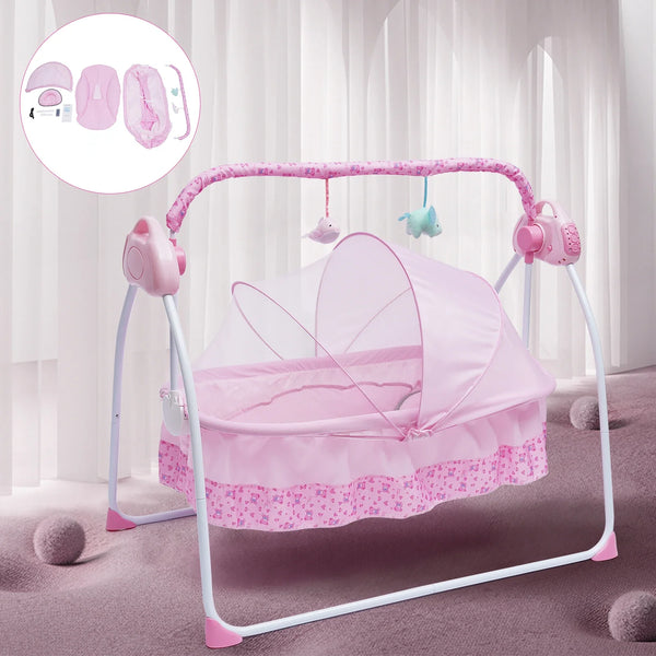 Automated Baby Swing (With Timer+Bluetooth Music+Mat+Pillow+Remote 5 Gears Adjustable)