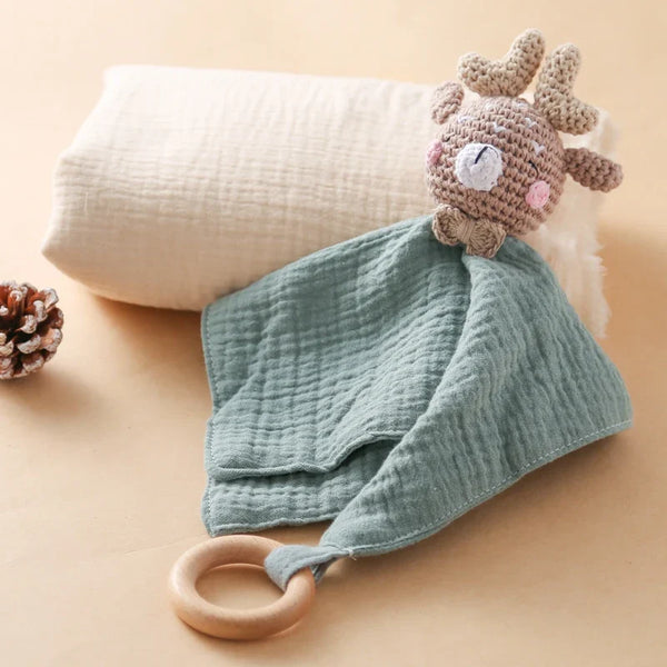 Baby Soothing Towels With Crochet Animal Toys
