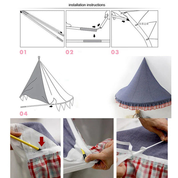 Kids Teepee Tents Play-House Netting Decor