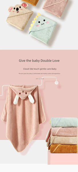 Thick Coral Fleece Hooded Bath Towel for Kids