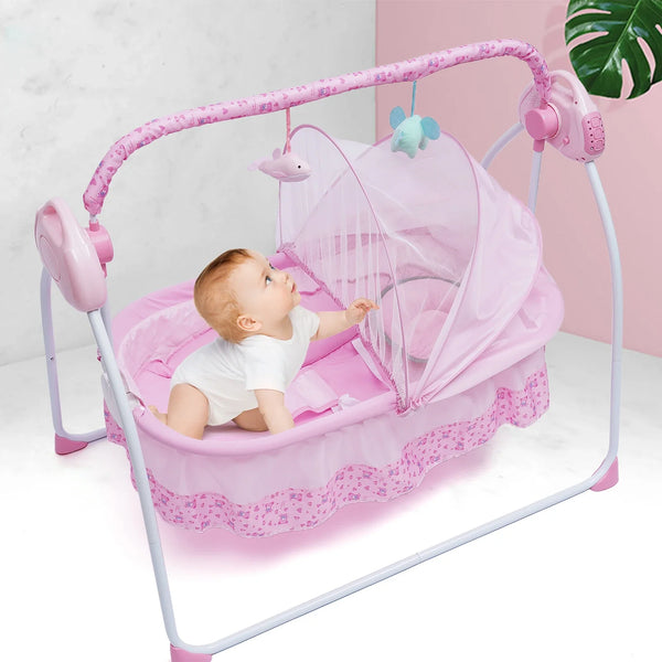Automated Baby Swing (With Timer+Bluetooth Music+Mat+Pillow+Remote 5 Gears Adjustable)