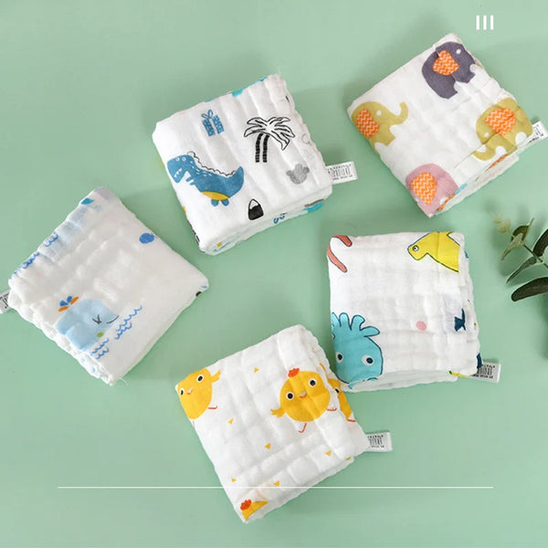 3Pcs Soft Baby Burp Towels, 6 Layer 100% Cotton Muslin Towels for Bathing and Feeding - 9.84x9.84inch