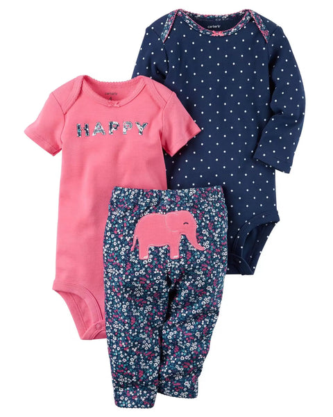 Cute Baby Girls Clothes Sets with Bodysuit Top And Bottom - Toddler Clothing Set 6-24M