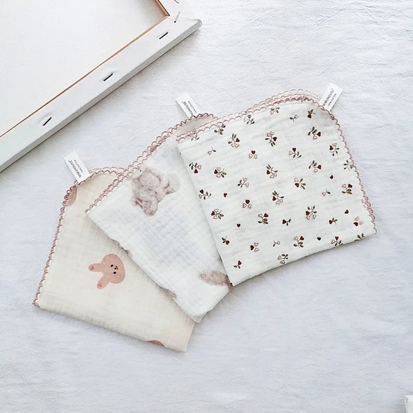 Set of 4 Cotton Muslin Baby Burp Towels