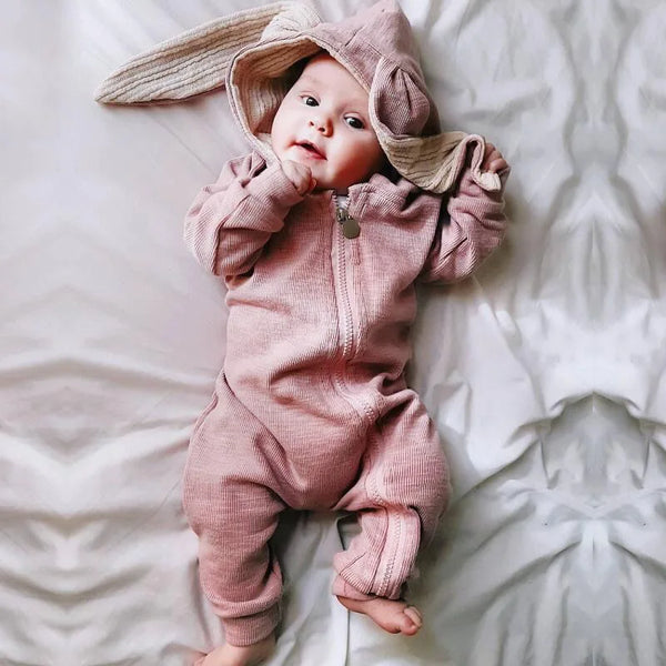 Cute Rabbit Ear Hooded Baby Rompers For Babies Boys Girls Clothes - Newborn Fall Jumpsuits
