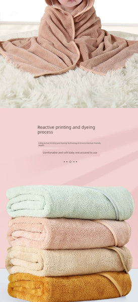Thick Coral Fleece Hooded Bath Towel for Kids
