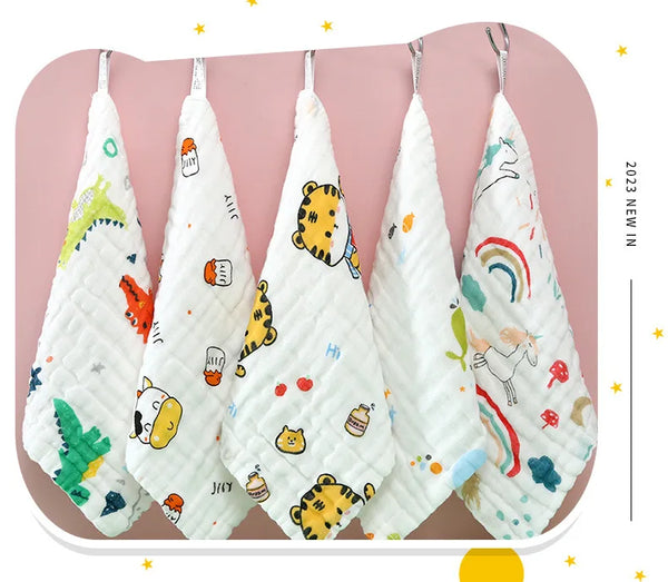 3Pcs Soft Baby Burp Towels, 6 Layer 100% Cotton Muslin Towels for Bathing and Feeding - 9.84x9.84inch
