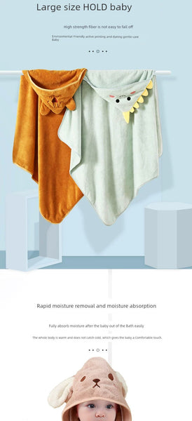 Thick Coral Fleece Hooded Bath Towel for Kids