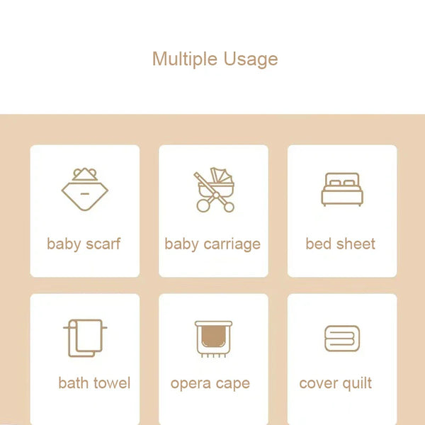 Cotton Muslin Dual Layer Multipurpose Baby Swaddle Blankets - 39.37x39.37inch