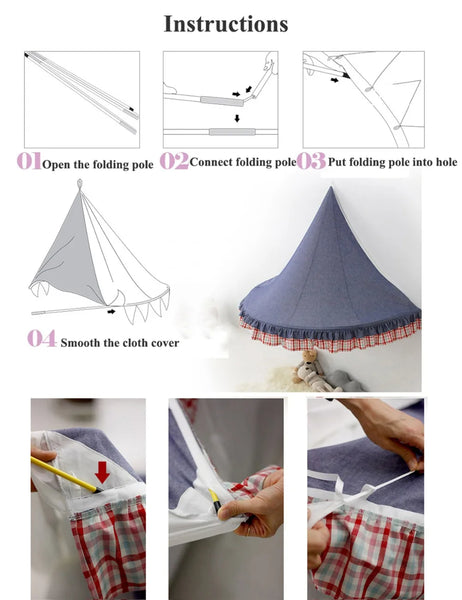 Kids Teepee Tents Play-House Netting Decor