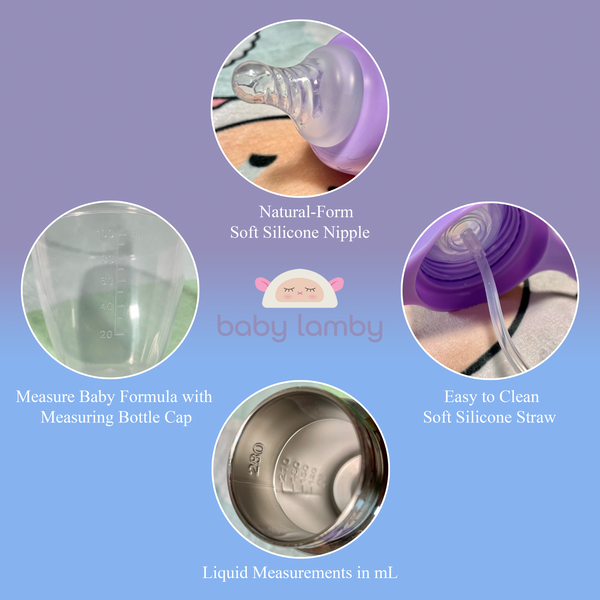 Baby Lamby Stainless Steel Baby Bottles - Environmentally-Safe Dual Insulation