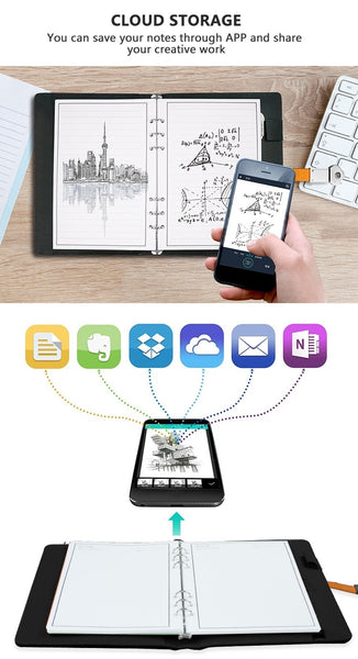 Timeless Marvels Reusable/Erasable Notebook with Power Bank, USB, Cloud Storage & Wireless Phone Charging