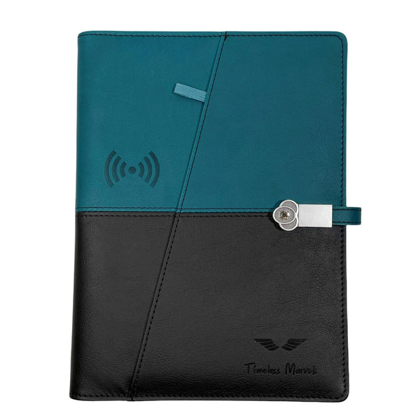 Timeless Marvels Reusable/Erasable Notebook with Power Bank, USB, Cloud Storage & Wireless Phone Charging