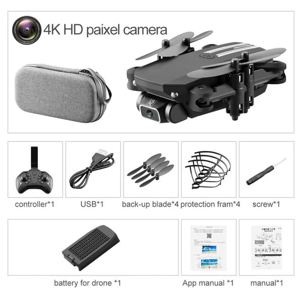 XKJ 2020 New Mini Drone 4K 1080P HD Camera WiFi Fpv Air Pressure Altitude Hold Black And Gray Foldable Quadcopter RC Dron Toy